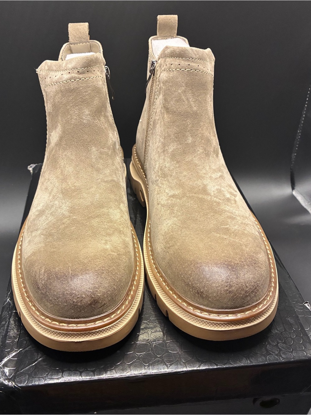 Men's Chukka Suede Boots in Taupe - Casual Zip-Up Chukka Size 6